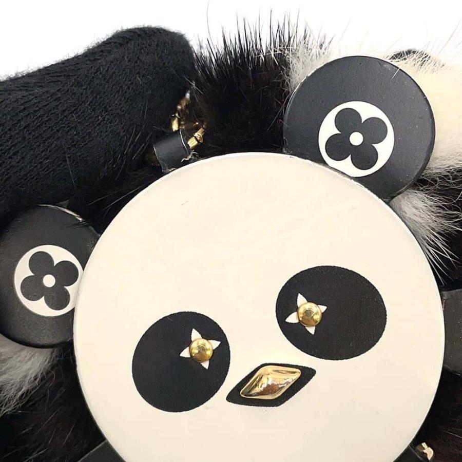 ルイヴィトン キーホルダー ポルトクレ ワイルド パンダ ファー レザー