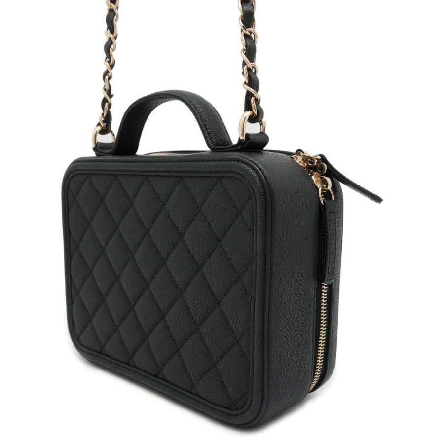 シャネル チェーンショルダーバッグ CCフィリグリー バニティバッグ キャビアスキン A93343 CHANEL バッグ 黒 シャネル チェーンショルダーバッグ CCフィリグリー バニティバッグ
