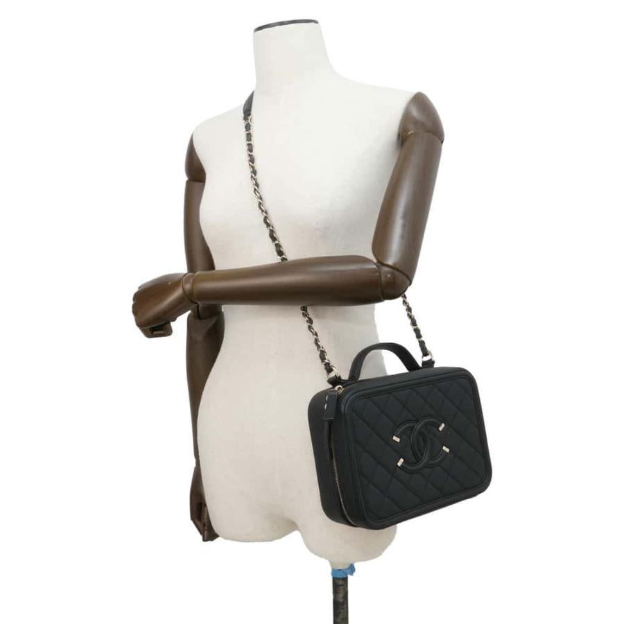 シャネル チェーンショルダーバッグ CCフィリグリー バニティバッグ キャビアスキン A93343 CHANEL バッグ 黒 シャネル チェーンショルダーバッグ CCフィリグリー バニティバッグ