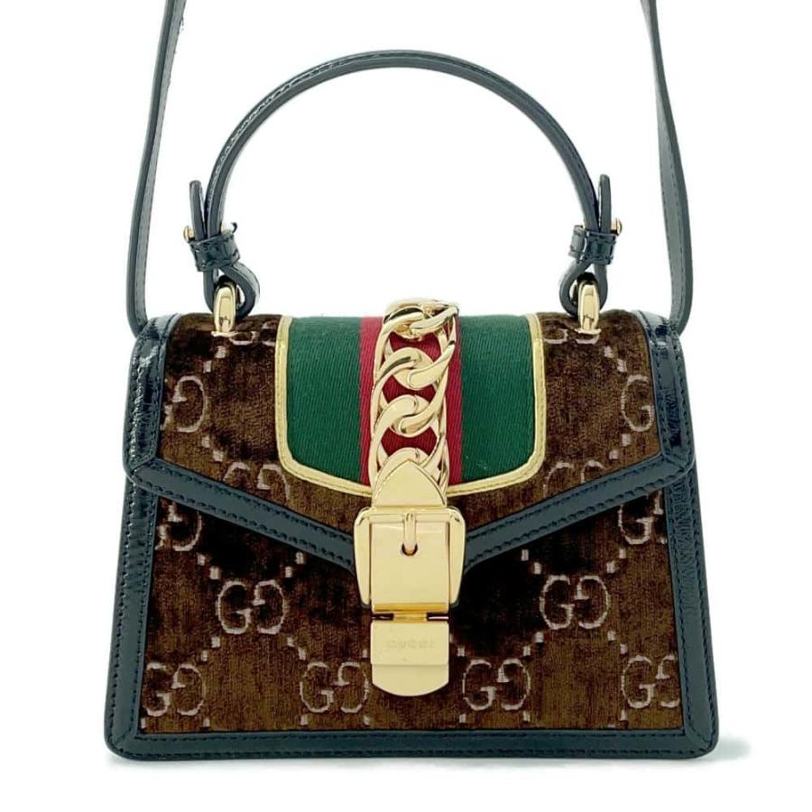 グッチ ハンドバッグ シルヴィ ミニバッグ ベロア レザー 470270 GUCCI 