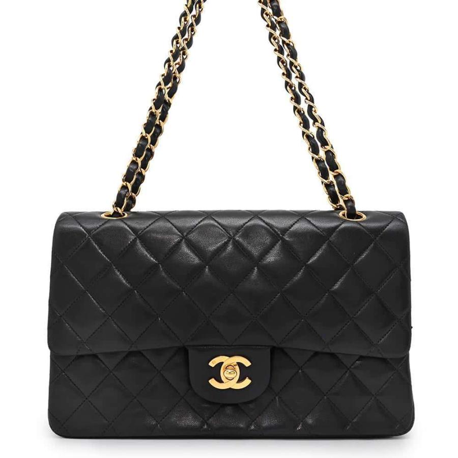 シャネル チェーンショルダーバッグ マトラッセ25 ココマーク ラムスキン ダブルチェーン A01112 CHANEL 黒 シャネル チェーンショルダーバッグ マトラッセ25 ココマーク キャビア