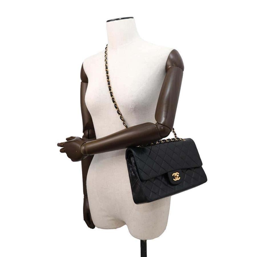 シャネル チェーンショルダーバッグ マトラッセ25 ココマーク ラムスキン ダブルチェーン A01112 CHANEL 黒 シャネル チェーンショルダーバッグ マトラッセ25 ココマーク キャビア