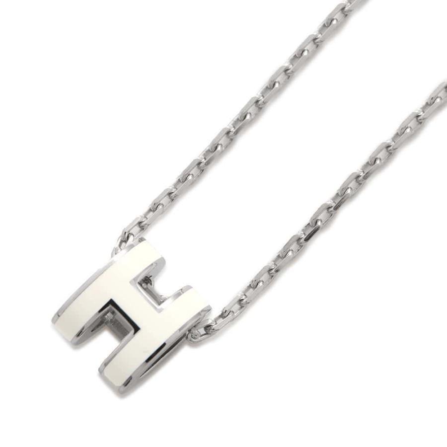 HERMES シルバーチェーンネックレス　ミニポップ　白　シルバー　チェーン エルメス ネックレス ミニ・ポップアッシュ ホワイト/シルバー金具