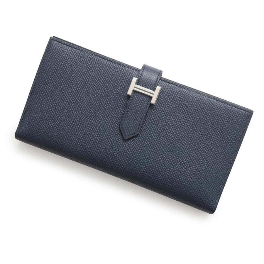 エルメス 長財布 ベアンスフレ ブルーニュイ/シルバー金具 エプソン U
