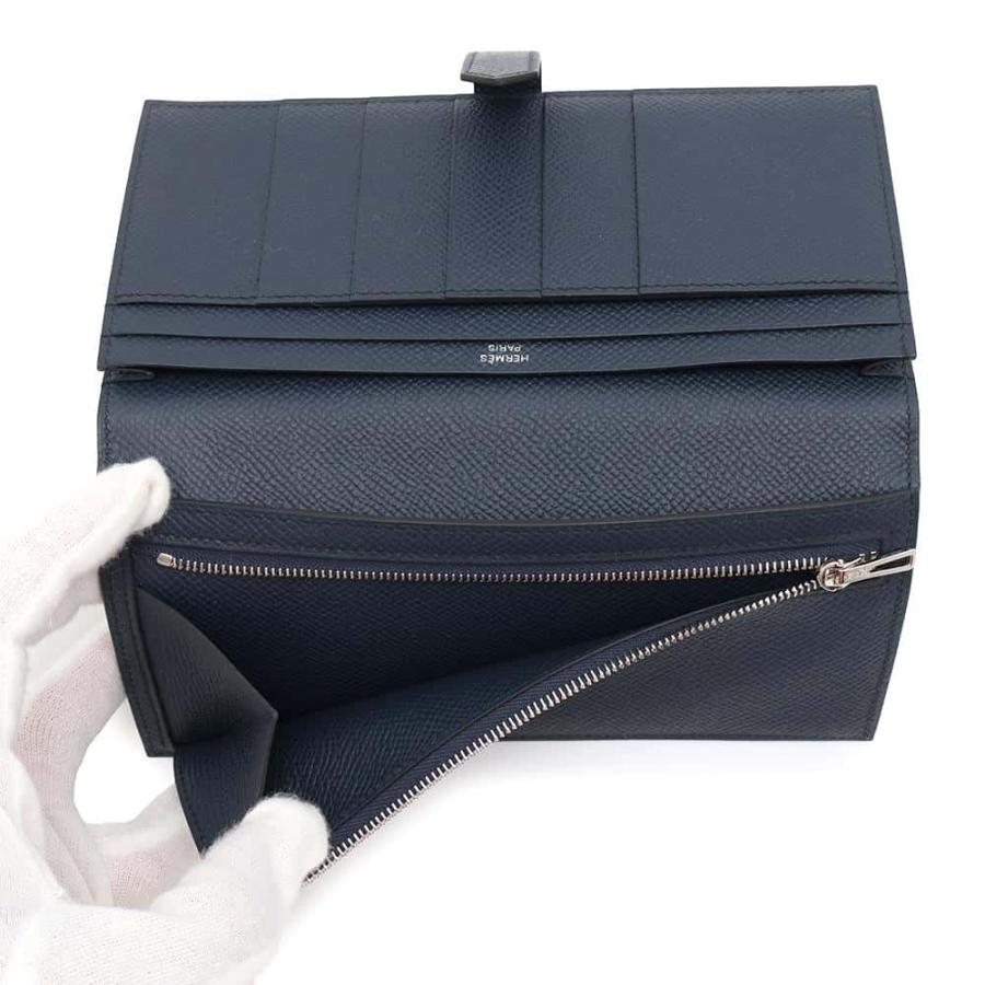 HERMES エルメス ベアンスフレ エプソン ブルーニュイ SV金具 Y刻印 エルメス 長財布 ベアンスフレ ブルーニュイ/シルバー金具 エプソン U