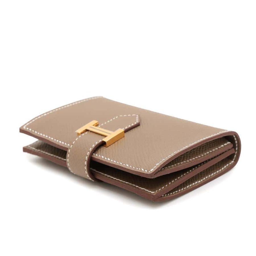 エルメス カードケース ベアン ミニ エトゥープ/ゴールド金具 エプソン