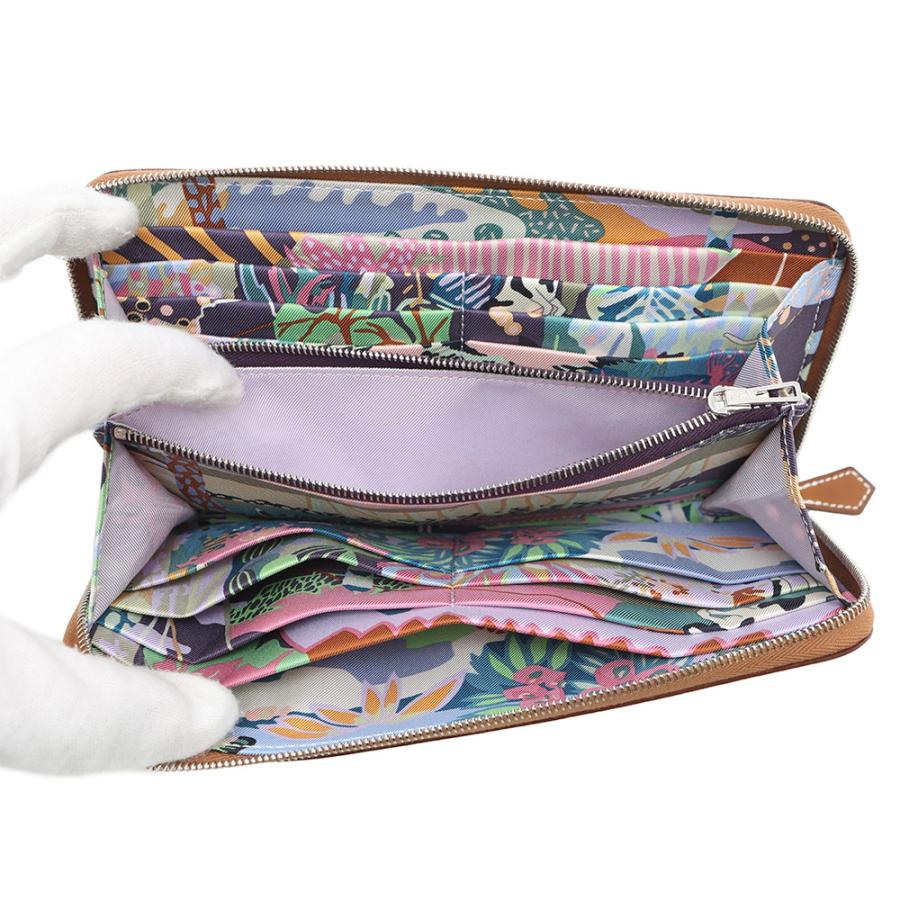 エルメス 長財布 アザップロング シルクイン ゴールド/シルバー金具  