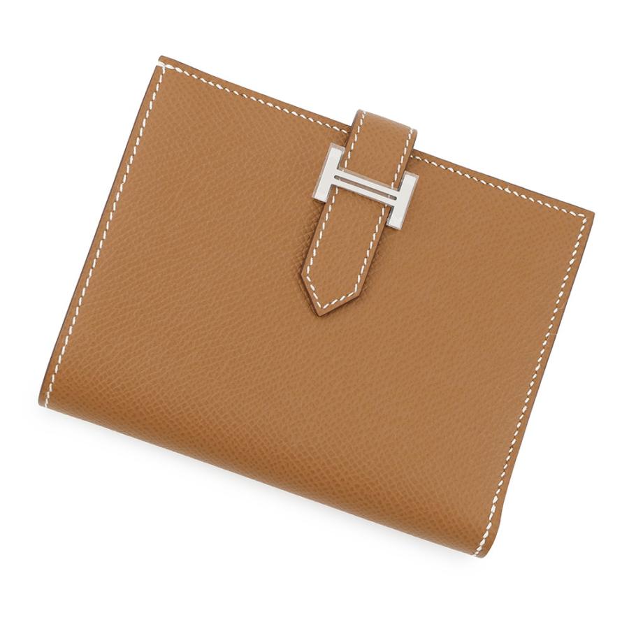 エルメス 二つ折り財布 ベアンコンパクト ゴールド/シルバー金具