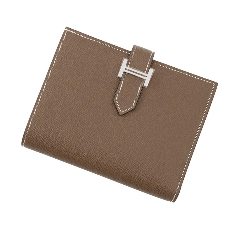 エルメス 二つ折り財布 ベアンコンパクト エトゥープ/シルバー金具