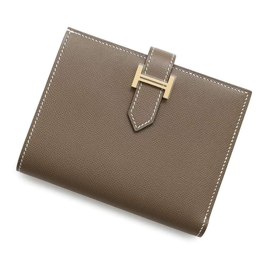 エルメス 二つ折り財布 ベアンコンパクト エトゥープ/ゴールド エルメス 二つ折り財布 ベアンコンパクト エトゥープ/ゴールド