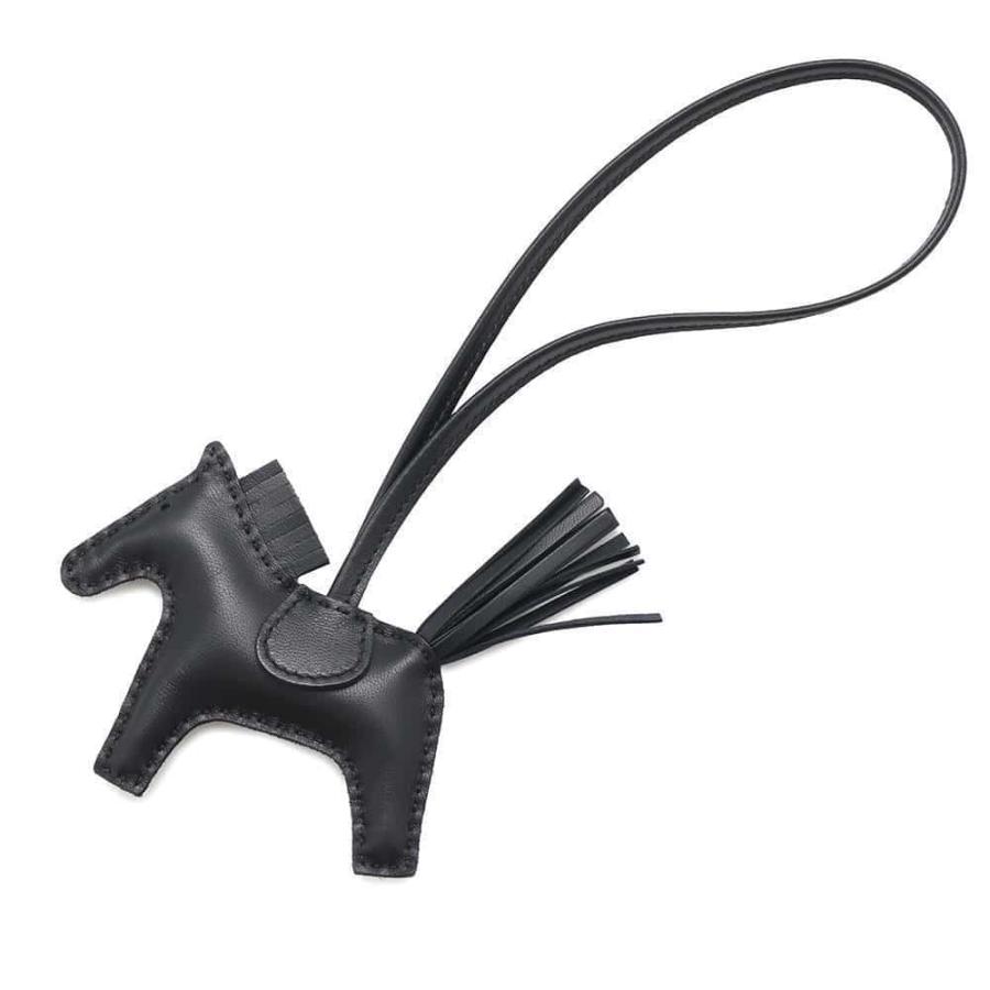 エルメス バッグチャーム ロデオPM ブラック ラムスキン K刻印 黒