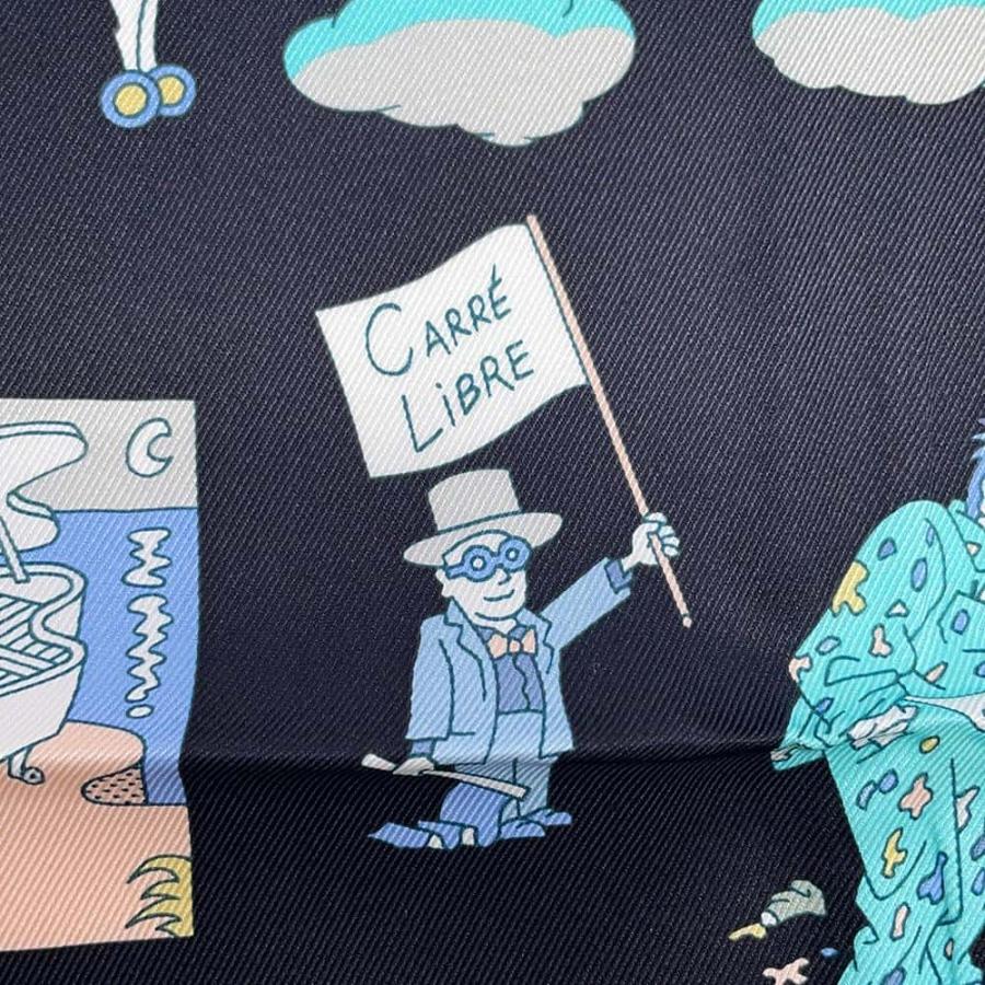 エルメス スカーフ カレ70 カレ・リブレ Libre scarf HERMES シルク 黒
