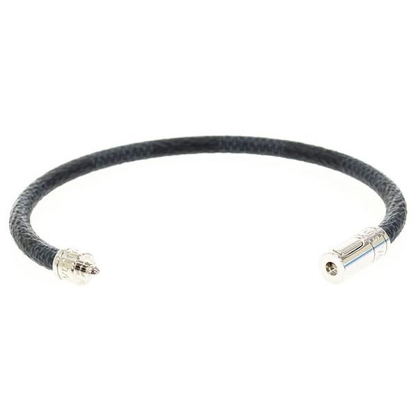 Louis Vuitton ヴィトンレザーブレスレット ルイヴィトン レザーブレスレット 2連 LV金具 グレー系 LOUIS VUITTON