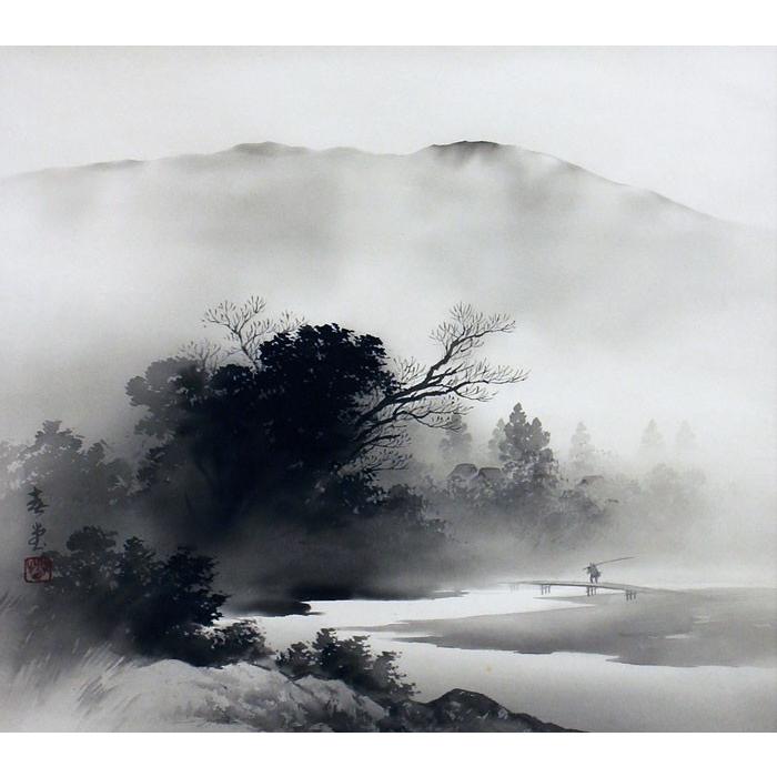 吉井春堂<BR>『水墨山水』<BR>掛軸(尺八横) : 内田画廊 - 通販 吉井春堂<BR>『水墨山水』<BR>掛軸(尺八横) : 内田画廊 - 通販