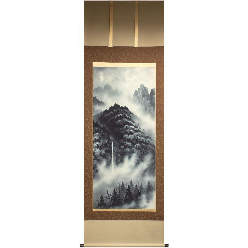 真作保証 杉原元人 作 妙義山 妙義煙雨 滝山水 掛軸 日本画 真作保証 杉原元人 作 妙義山 妙義煙雨 滝山水 掛軸 日本画