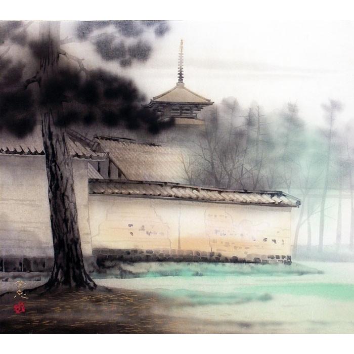 佐藤隆良 『法隆寺』 掛軸（尺八横） : 内田画廊 - 通販 - Yahoo