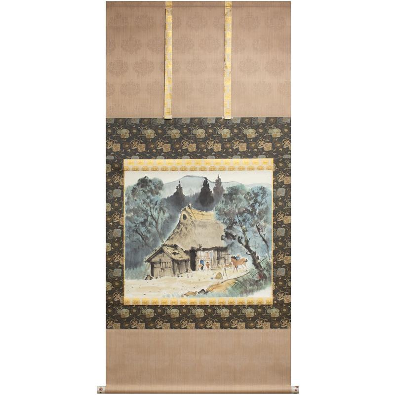 小林五浪 「 山麓風景 」 掛軸 ( 尺八横 ) 掛け軸 日本画 絵画 小林五浪 「 山麓風景 」 掛軸 ( 尺八横 ) 掛け軸 日本画 絵画