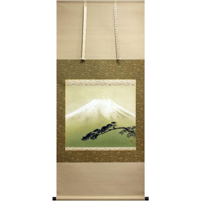 大竹 卓 『富士』 掛軸(尺八横) 絵画 日本画 富士山 白富士 松 大竹 卓 『富士』 掛軸(尺八横) 絵画 日本画 富士山 白富士 松
