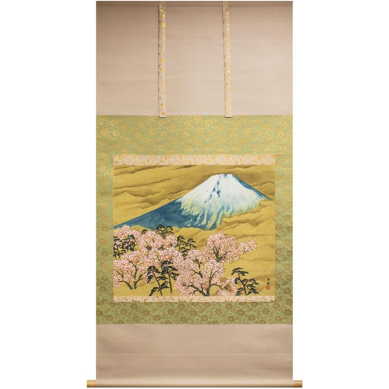 横山大観 「 霊峰富士 」 リトグラフ版画 複製掛軸 桐箱入り