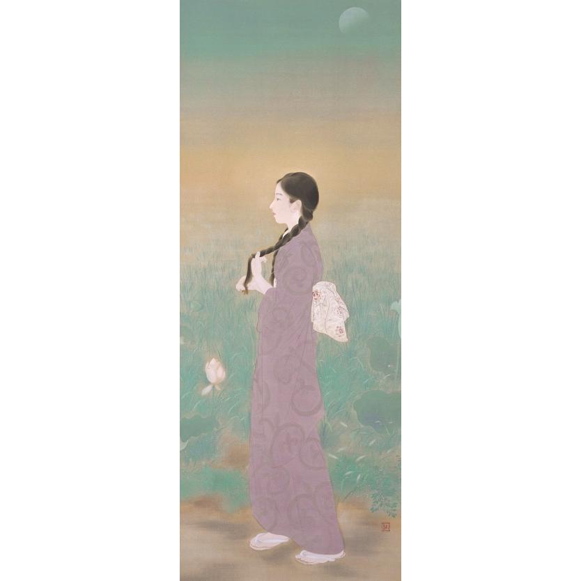 鏑木清方 『朝涼』 彩美版・シルクスクリーン併用 複製画 掛軸