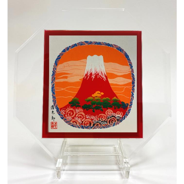 吉岡浩太郎 八角風水フレーム 赤富士 ジグレ シルクスクリーン版画 絵画 富士山 縁起図 開運 幸運 J6 3 A 内田画廊 通販 Yahoo ショッピング