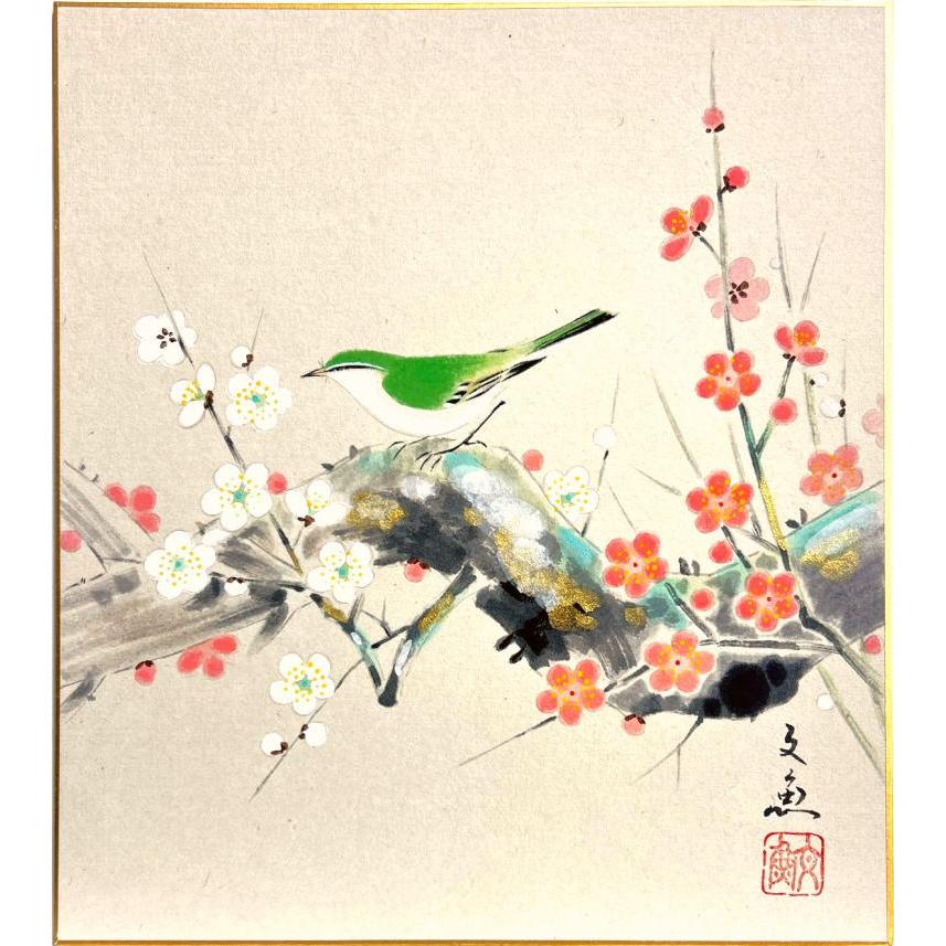 人気スポー新作 梅画 梅の絵 日本画 原画 サイン有り 絵画 タペストリ