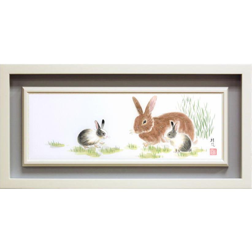小栗桂花 『うさぎ』(2) 日本画 WSM : 内田画廊 - 通販 - Yahoo