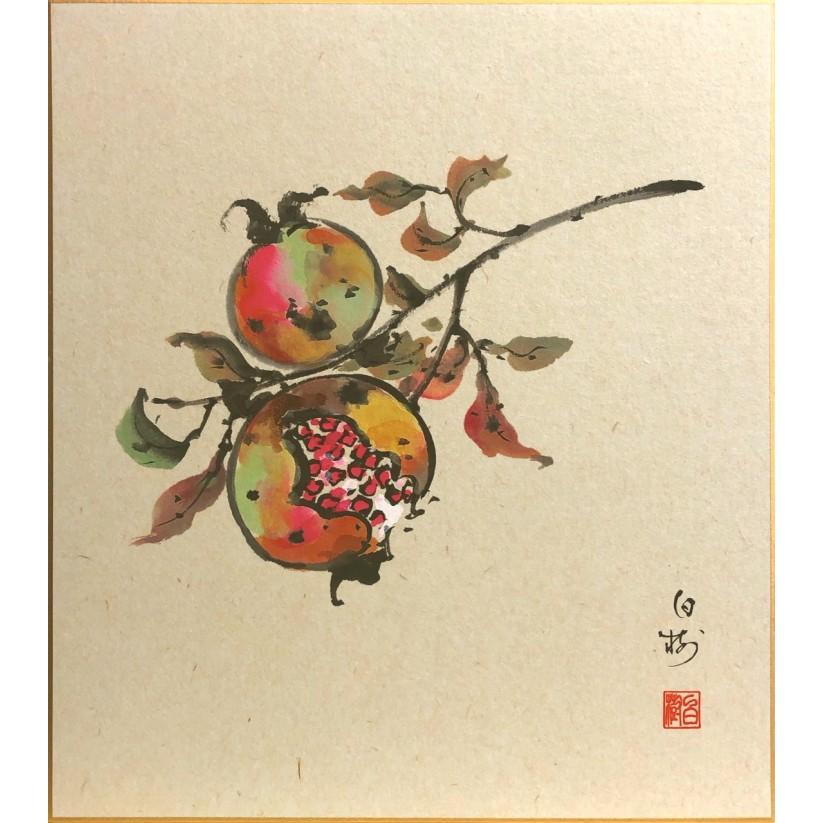 川村白樹 柘榴 2 色紙絵 絵画 日本画 縁起 子宝 妊娠 赤ちゃん 秋 メール便 ネコポス J9 75 2 K10 内田画廊 通販 Yahoo ショッピング
