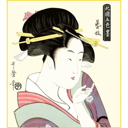 喜多川歌麿 浮世絵 『芸妓』 新絹本 複製画色紙絵 絵画 美人画 喜多川歌麿 浮世絵 『芸妓』 新絹本 複製画色紙絵 絵画 美人画