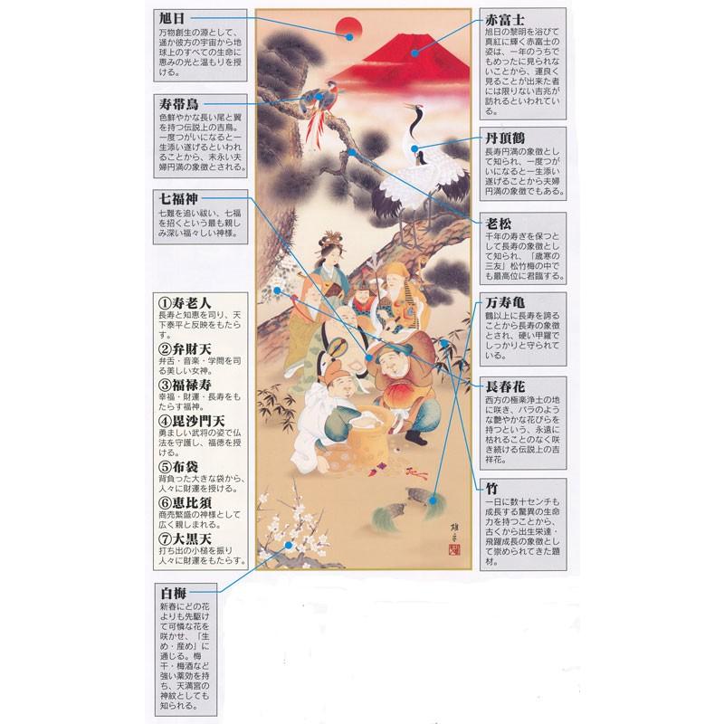 クーポン発行 掛軸 開運画 開運七福神 吉祥七福満願図 鵜飼雄平 竹翠会 洛彩緞子本表装 尺三サイズ幅44 5cm 化粧箱収納 表装品質十年保証 定価から3０ オフ Carlavista Com