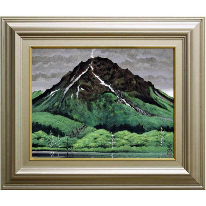 下川立夏 『待春焼岳』 日本画 F6(6号) 絵画 日本画 長野県 岐阜県 北