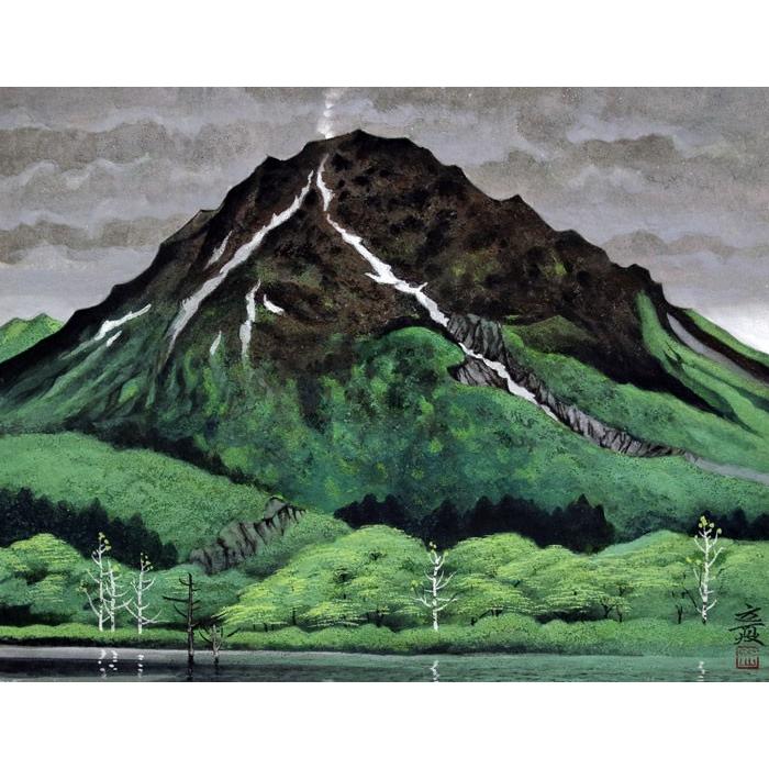 下川立夏 『待春焼岳』 日本画 F6(6号) 絵画 日本画 長野県 岐阜県 北
