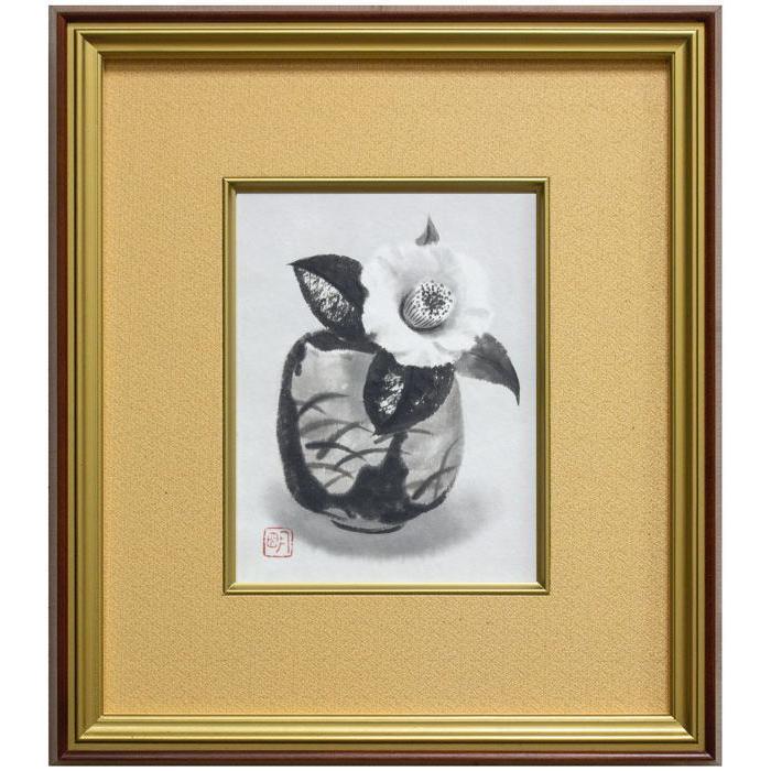 穐月 明 『椿』 水墨画 F2(2号) 絵画 日本画 花 墨絵 送料無料 穐月 明 『椿』 水墨画 F2(2号) 絵画 日本画 花 墨絵 送料無料