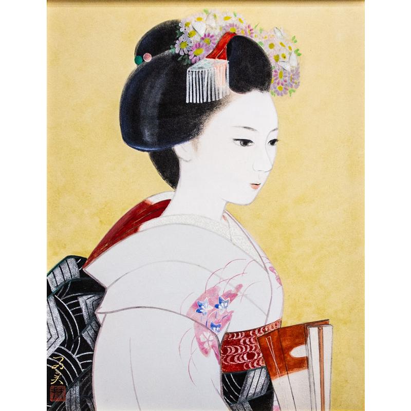 倉田冨美「 舞妓 」 日本画 F6 ( 6号 ) 絵画 肉筆 手描き 真筆 倉田冨美「 舞妓 」 日本画 F6 ( 6号 ) 絵画 肉筆 手描き 真筆