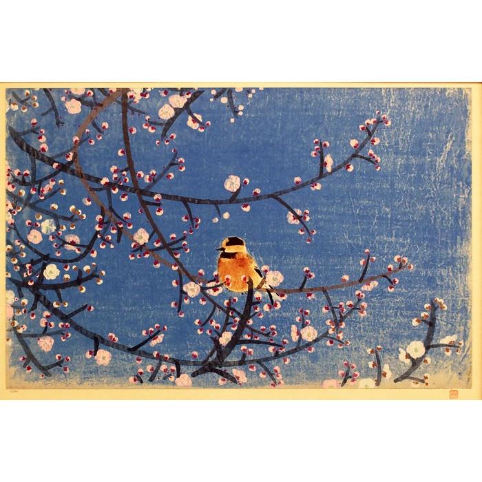 前田青邨 『紅白梅に山雀』 孔版画 絵画 日本画 花鳥 春 冬 送料 前田青邨 『紅白梅に山雀』 孔版画 絵画 日本画 花鳥 春 冬 送料