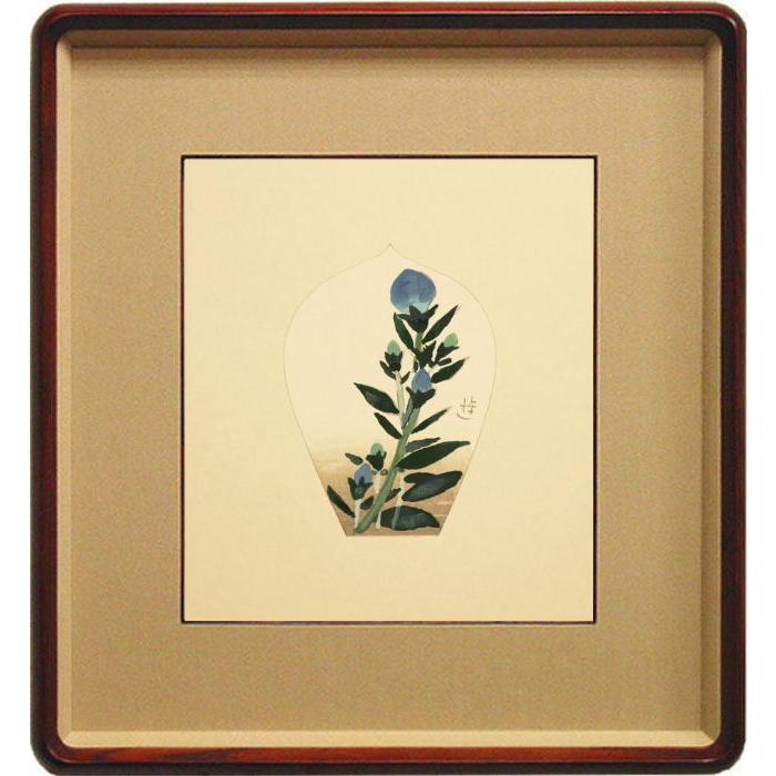 小倉遊亀 『桔梗』(散華) 木版画 絵画 花 秋 薬師寺 奈良 送料無料