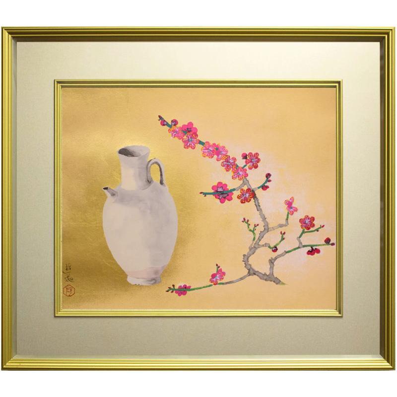 小倉遊亀 「 白磁と紅梅 」 リトグラフ 版画 日本画 絵画 静物 小倉遊亀 「 白磁と紅梅 」 リトグラフ 版画 日本画 絵画 静物