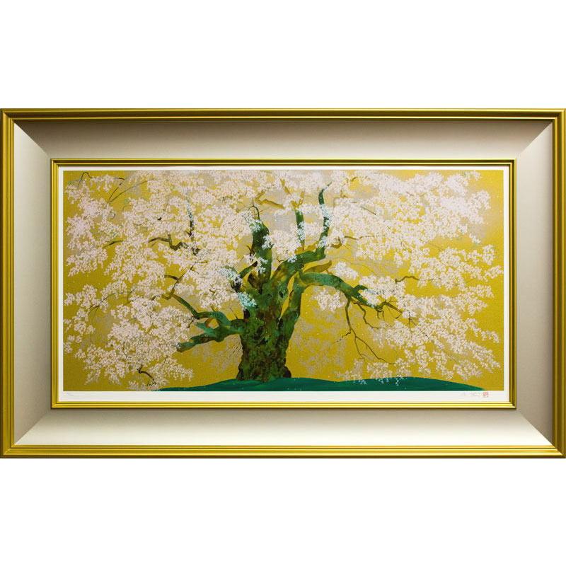 中島千波 「 醍醐桜 」 リトグラフ 版画 絵画 日本画 さくら 春 日本