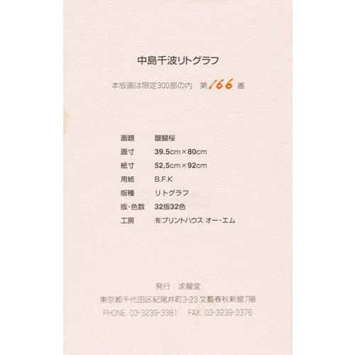 中島千波 「 醍醐桜 」 リトグラフ 版画 絵画 日本画 さくら 春 日本