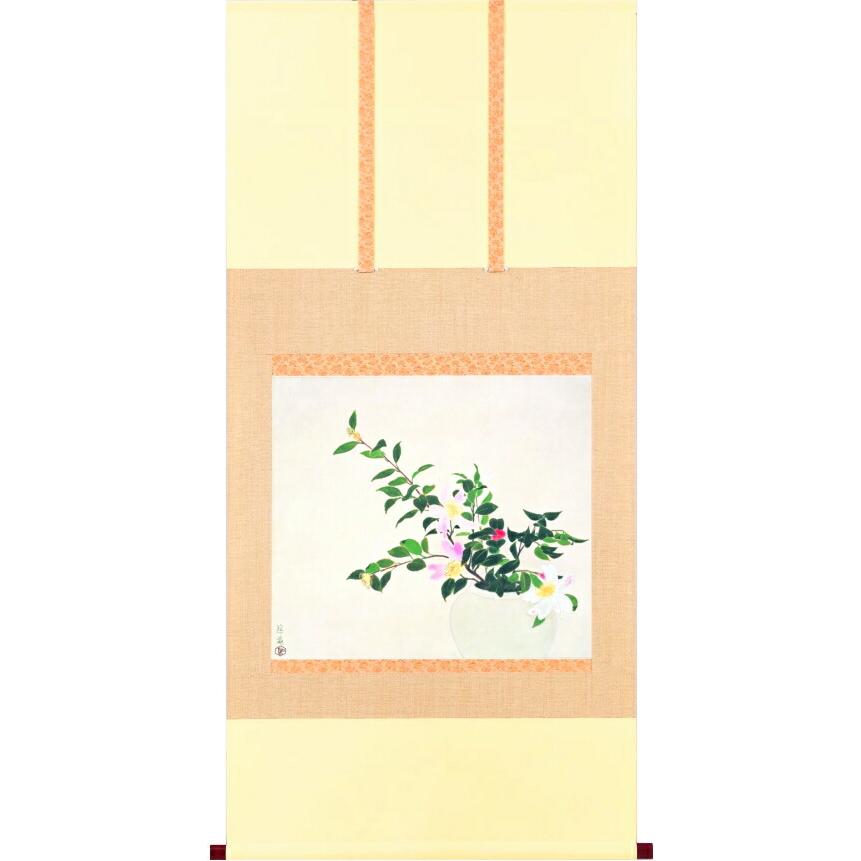 小倉遊亀 「 山茶花 」 特製複製画 掛軸 掛け軸 版画 日本画 絵画 高級
