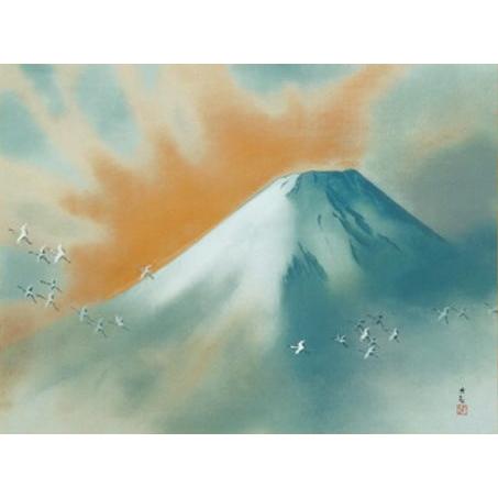 横山大観 「 霊峰飛鶴 」 彩美版 ・ シルクスクリーン ・本金泥 横山大観 「 霊峰飛鶴 」 彩美版 ・ シルクスクリーン ・本金泥