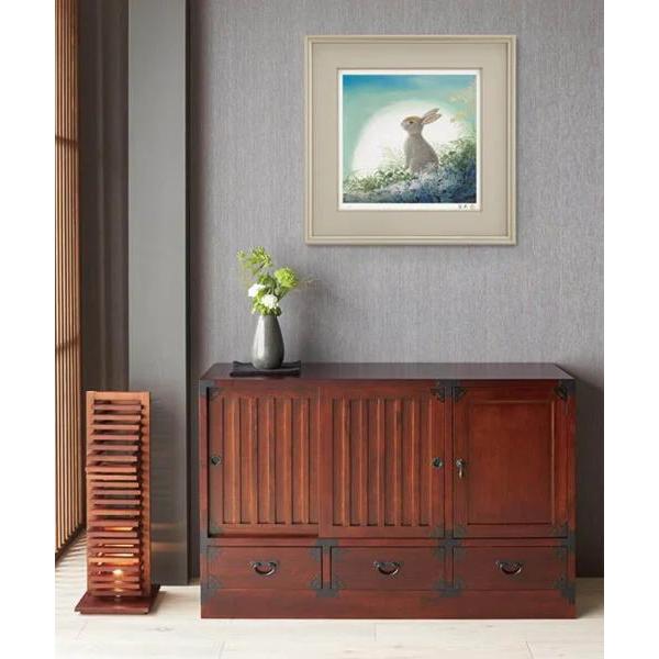 西田俊英 「 月の兎 」 彩美版R シルクスクリーン 手刷り 金箔貼り