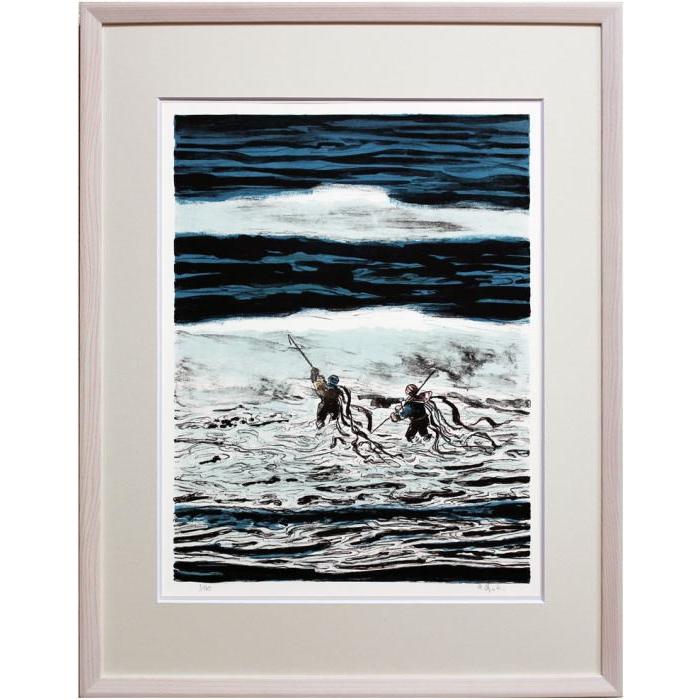 尾崎良二 『昆布取り』(海十瞬より) リトグラフ(石版画) 絵画 尾崎良二 『昆布取り』(海十瞬より) リトグラフ(石版画) 絵画