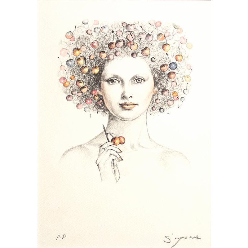 芝田米三 「 さくらんぼ 」 リトグラフ 版画 版画 絵画 洋画 芝田米三 「 さくらんぼ 」 リトグラフ 版画 版画 絵画 洋画