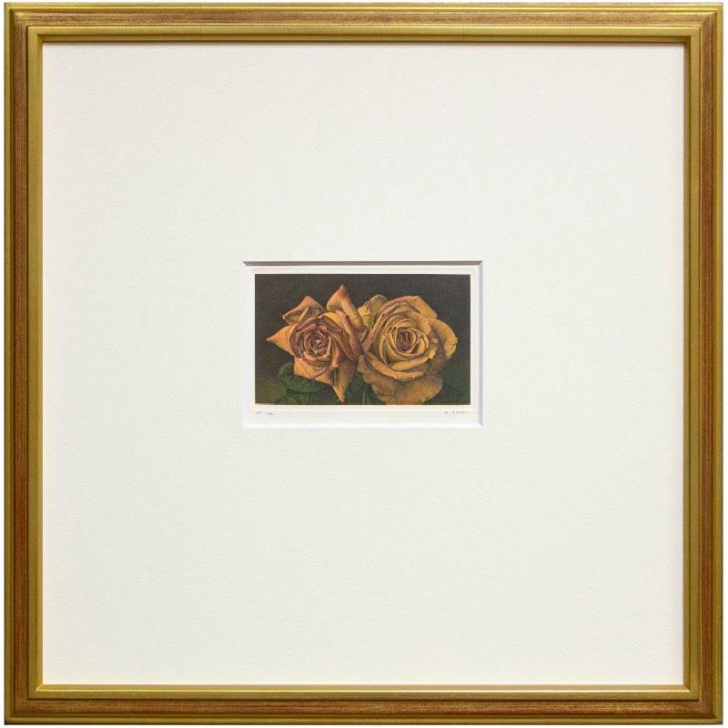 野田 弘志、「バラ」、希少画集・額装画、日本製・新品額縁にて額装致します 野田弘志 「 薔薇 」 銅版画 版画 日本画 絵画 バラ 花 モダン