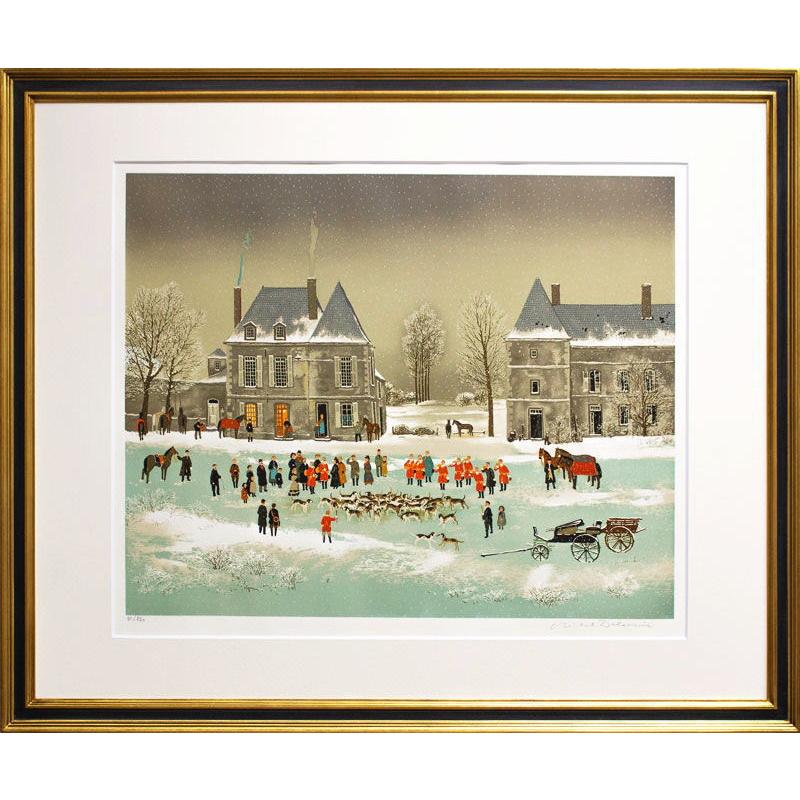 ミッシェル・ドラクロワ 「 狩 」( 出発 ) リトグラフ 版画 版画 絵画