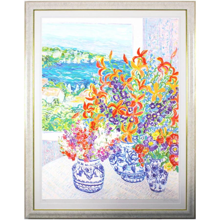 レスリー・セイヤー 「 窓辺の花 モンテゴ・ベイ 」シルクスクリーン 版画　　　　絵画 大きな版画 大きな絵 カラフル かわいい 明るい 海 送料無料  :P3-3208-S:内田画廊 - 通販 - Yahoo!ショッピング