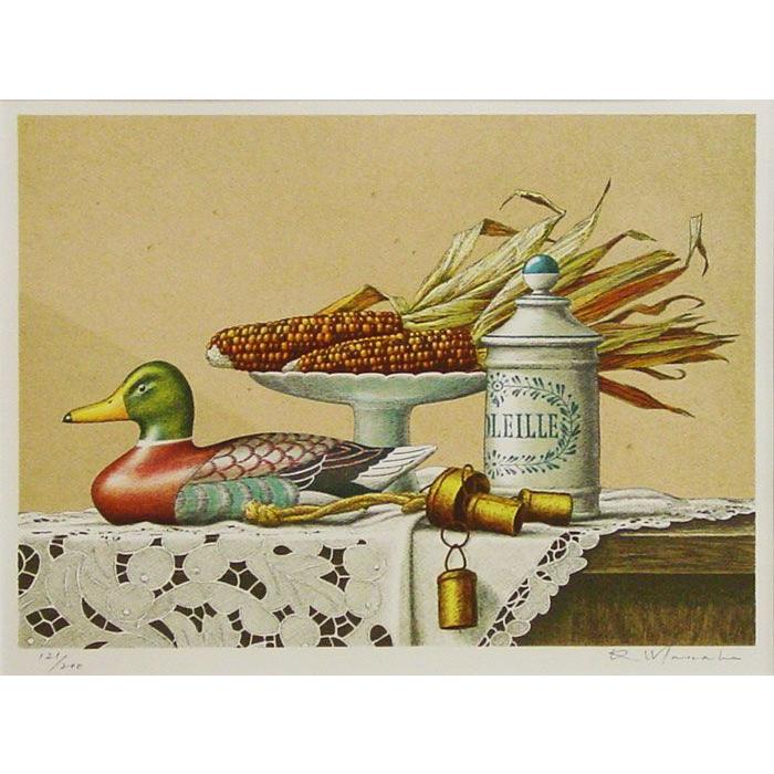 真辺啓介 「 デコイのある静物 」 シルクスクリーン リトグラフ　版画 真辺啓介 「 デコイのある静物 」 シルクスクリーン リトグラフ 版画