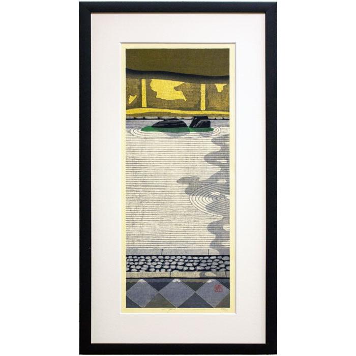 井堂雅夫 『静寂』 木版画 絵画 日本の風景 京都 龍安寺 石庭 井堂雅夫 『静寂』 木版画 絵画 日本の風景 京都 龍安寺 石庭