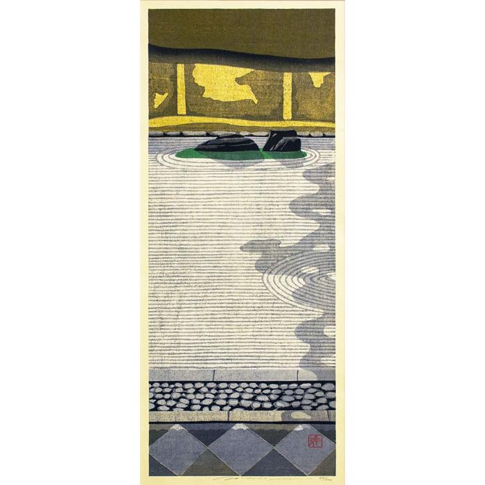 井堂雅夫 『静寂』 木版画 絵画 日本の風景 京都 龍安寺 石庭 井堂雅夫 『静寂』 木版画 絵画 日本の風景 京都 龍安寺 石庭